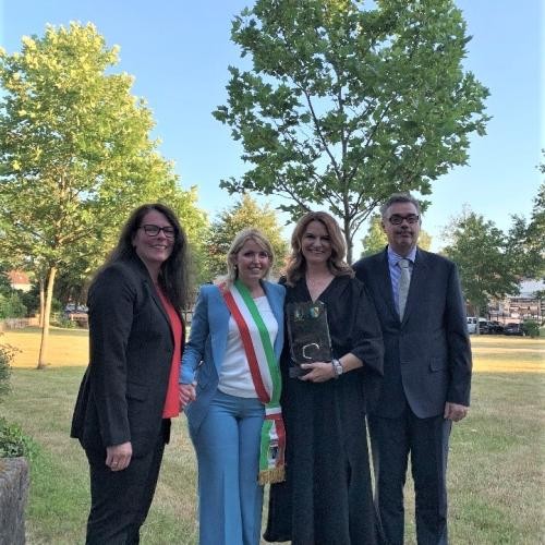 Bürgermeisterinnen Dijana Opitz und Alessandra Locatelli mit den Freundeskreisvorsitzenden Yvonne Howald-Scheurer und Fabrizio Locatelli