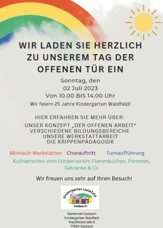 Plakat Tag der offenen Tür Kindergarten Waldfeld